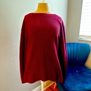 Harper Heritage Maroon Red Knit Long Sleeve Tie Back Sweater Medium
